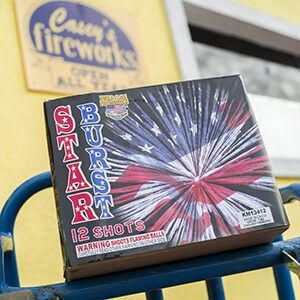 Star Burst, a classic 12-shot shell with great color from Casey's Fireworks