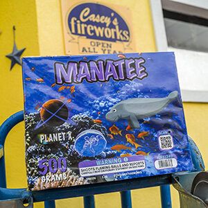 Manatee, the third in a series of legendary creature fireworks sold at Casey's