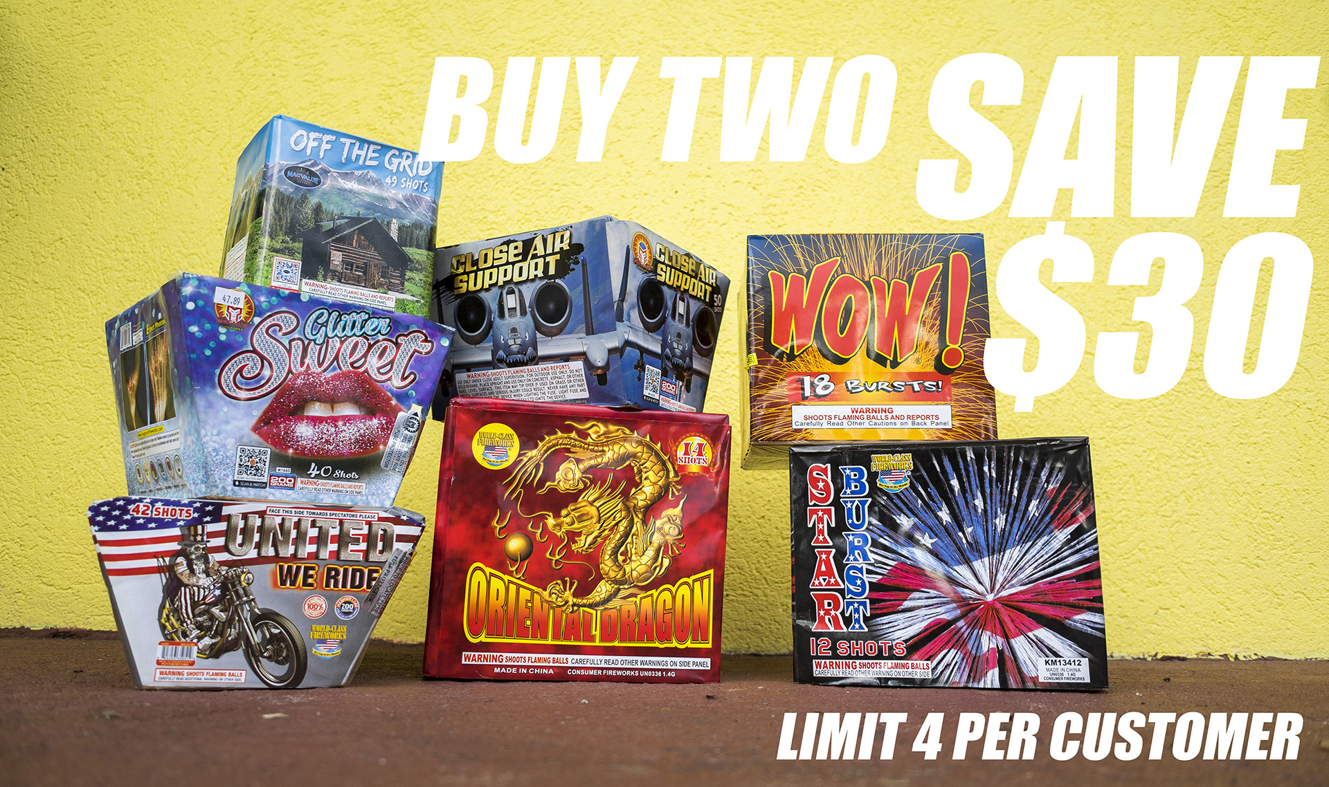 Save $30 on grand finale fireworks from Casey's