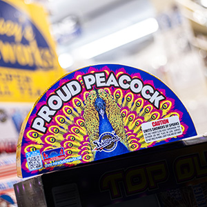 Proud Peacock, a brand-new fountain from Casey's Fireworks