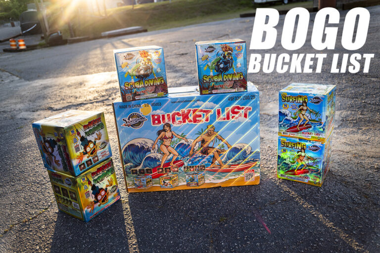 Buy one get one free Bucket List fireworks from Casey's
