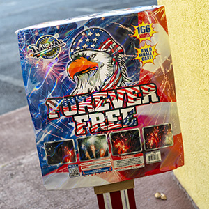 Forever Free, a giant red, white, and blue firework from Casey's Fireworks